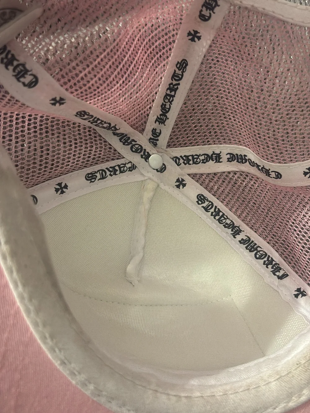 Pink & White Kids Trucker Hat - CH Embroidered Patch